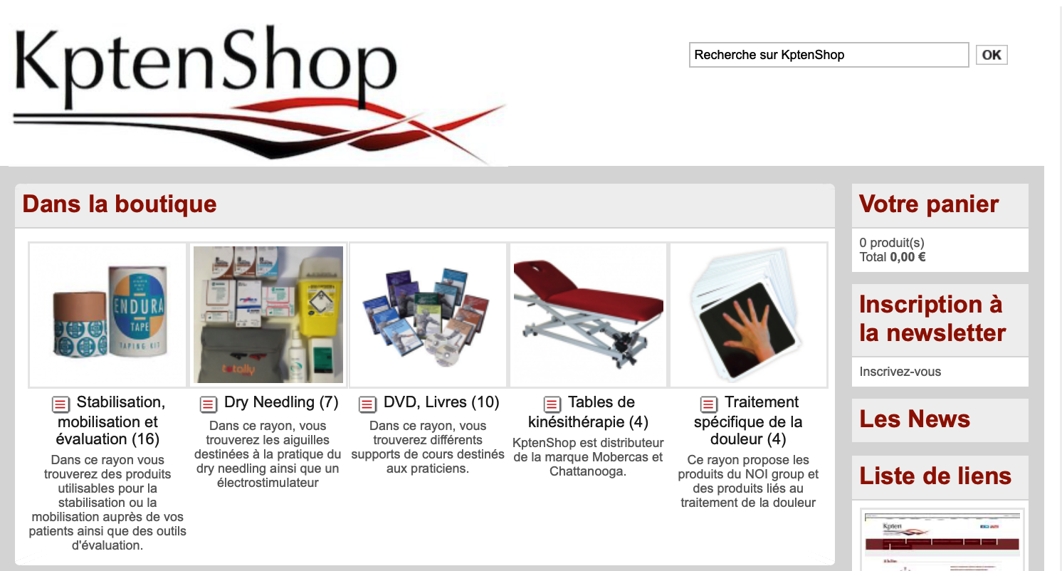 Kpten 2010-2020 - 2e projet: Créer un magasin en ligne pour distribuer des produits spécifiques KptenShop.