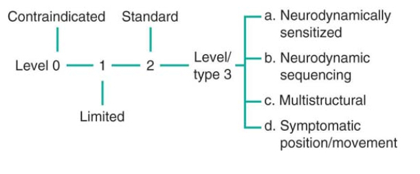 Figure 8 - Nouveau système de progression neurodynamique clinique (Shacklock 2005a – Elsevier Oxford). Reproduction interdite. DR