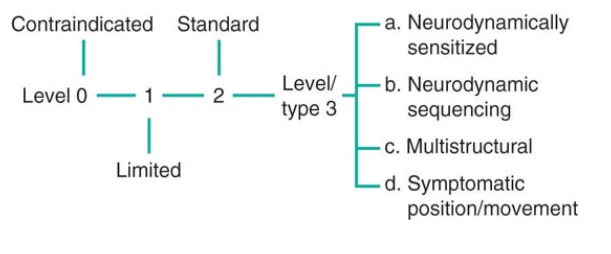 Figure 8 - Nouveau système de progression neurodynamique clinique (Shacklock 2005a – Elsevier Oxford). Reproduction interdite. DR Figure 8 - Nouveau système de progression neurodynamique clinique (Shacklock 2005a – Elsevier Oxford). Reproduction interdite. DR