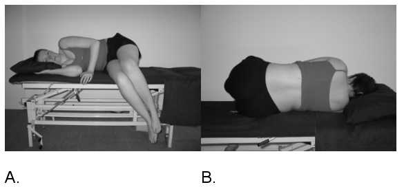 Figure 9 – Technique de posture en ouverture visant à diminuer la pression sur les racines lombaires gauches par la flexion et inclinaison controlatérale. (From Shacklock 2005, Elsevier, Oxford) . Reproduction Interdite. DR Figure 9 – Technique de posture en ouverture visant à diminuer la pression sur les racines lombaires gauches par la flexion et inclinaison controlatérale. (From Shacklock 2005, Elsevier, Oxford) . Reproduction Interdite. DR
